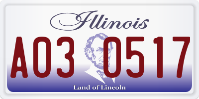 IL license plate A030517