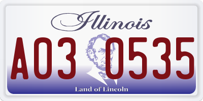 IL license plate A030535