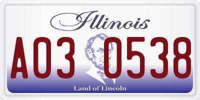 IL license plate A030538