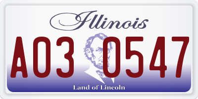IL license plate A030547