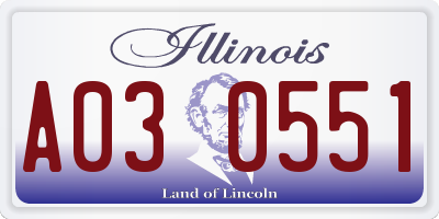 IL license plate A030551
