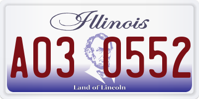 IL license plate A030552