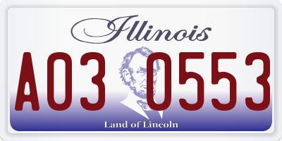 IL license plate A030553