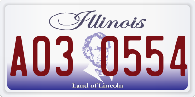 IL license plate A030554