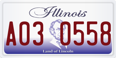 IL license plate A030558