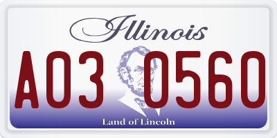 IL license plate A030560
