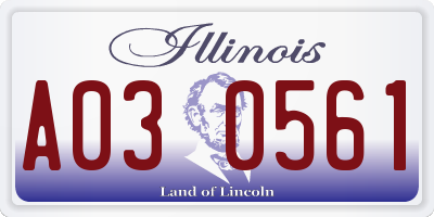 IL license plate A030561