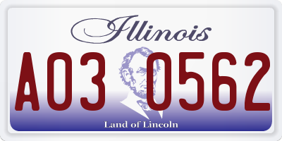 IL license plate A030562