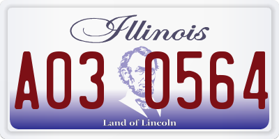IL license plate A030564