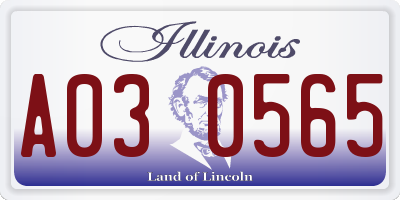 IL license plate A030565