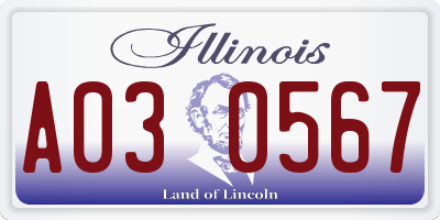 IL license plate A030567