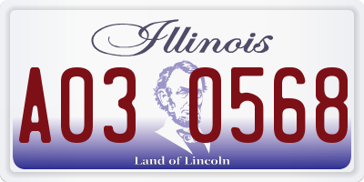 IL license plate A030568