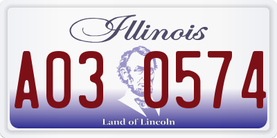 IL license plate A030574