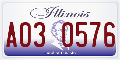 IL license plate A030576