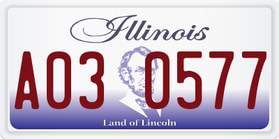 IL license plate A030577