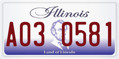 IL license plate A030581