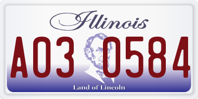 IL license plate A030584