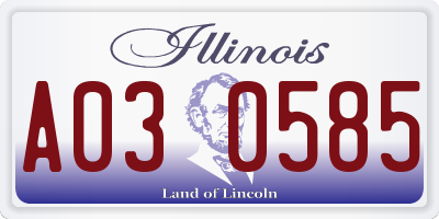 IL license plate A030585
