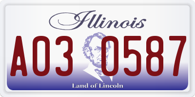 IL license plate A030587