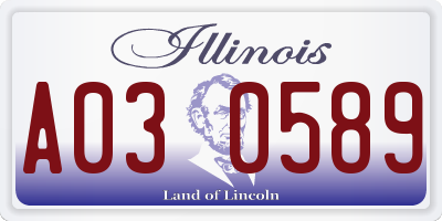 IL license plate A030589