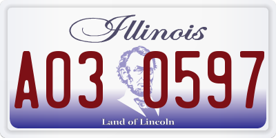 IL license plate A030597