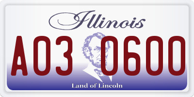 IL license plate A030600