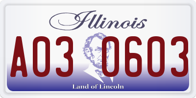IL license plate A030603