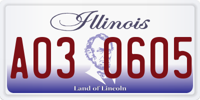 IL license plate A030605
