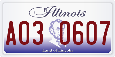 IL license plate A030607