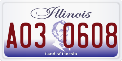 IL license plate A030608