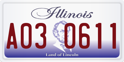 IL license plate A030611
