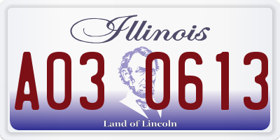 IL license plate A030613