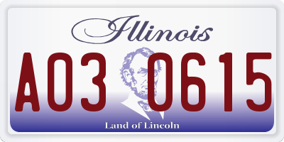 IL license plate A030615