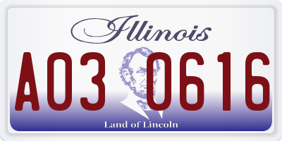 IL license plate A030616