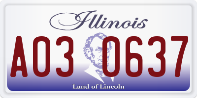 IL license plate A030637