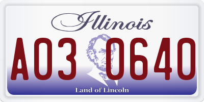 IL license plate A030640