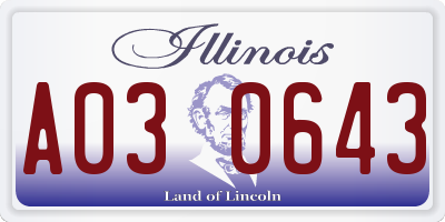 IL license plate A030643