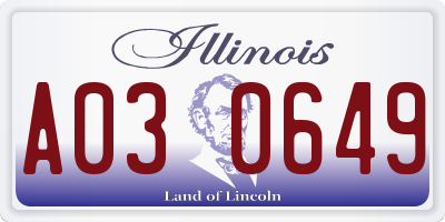 IL license plate A030649