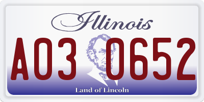 IL license plate A030652