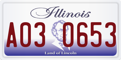 IL license plate A030653