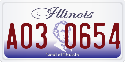 IL license plate A030654