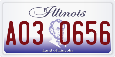 IL license plate A030656