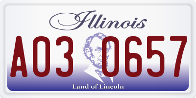 IL license plate A030657