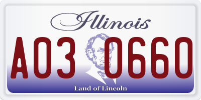 IL license plate A030660