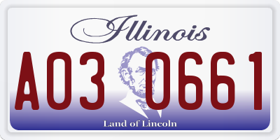 IL license plate A030661