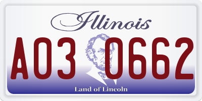IL license plate A030662
