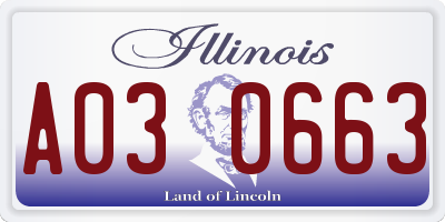 IL license plate A030663