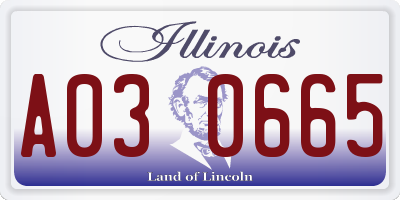 IL license plate A030665