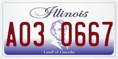 IL license plate A030667