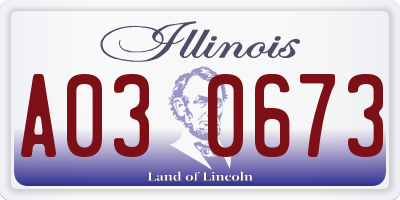 IL license plate A030673